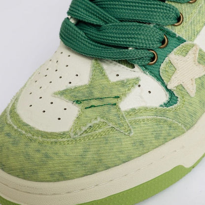 Puffsneakers | Avocado Green Star Skateboard Sneakers